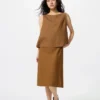 Jupe midi en mélange de lin pour femme | Shorts Jupe midi en mélange de lin pour femme | Shorts