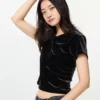 Mini-t-shirt en velours doux pour femme