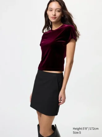 Mini-t-shirt en velours doux pour femme