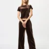Mini-t-shirt en velours doux pour femme