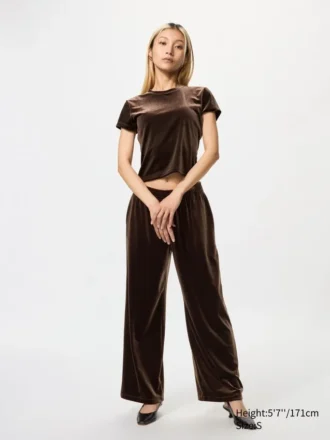 Mini-t-shirt en velours doux pour femme