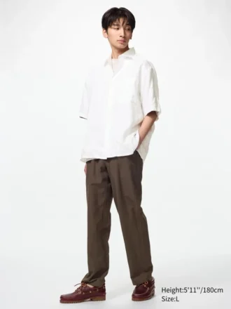 Pantalon ample en mélange de lin pour homme