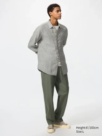 Pantalon ample en mélange de lin pour homme