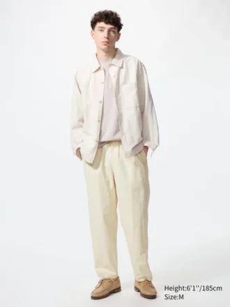 Pantalon court décontracté en lin mélangé pour homme