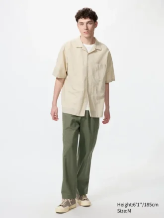 Pantalon court décontracté en lin mélangé pour homme