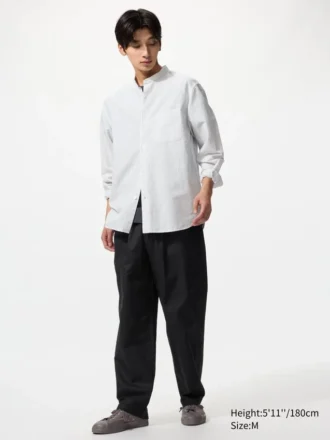 Pantalon court décontracté en lin mélangé pour homme