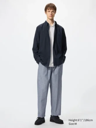 Pantalon court pour homme en mélange de lin | Rayé
