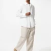 Pantalon court pour homme en mélange de lin | Rayé