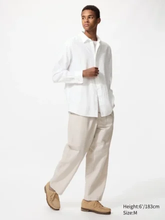 Pantalon court pour homme en mélange de lin | Rayé