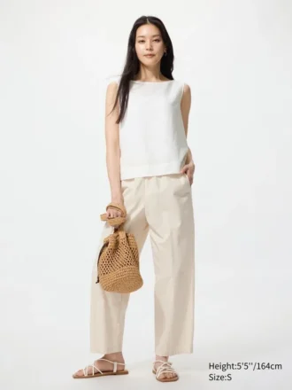 Pantalon de femme ample en coton, longueur cheville