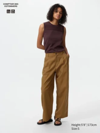 Pantalon droit en mélange de lin pour femme Pantalon droit en mélange de lin pour femme