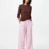 Pantalon facile à porter en mélange de lin pour femme Pantalon facile à porter en mélange de lin pour femme
