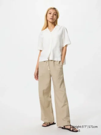 Pantalon facile à porter en mélange de lin pour femme