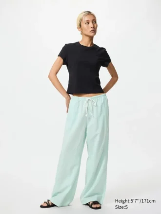 Pantalon facile à porter en mélange de lin pour femme