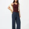 Pantalon facile à porter en mélange de lin pour femme Pantalon facile à porter en mélange de lin pour femme