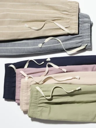 Pantalon facile à porter en mélange de lin pour femme