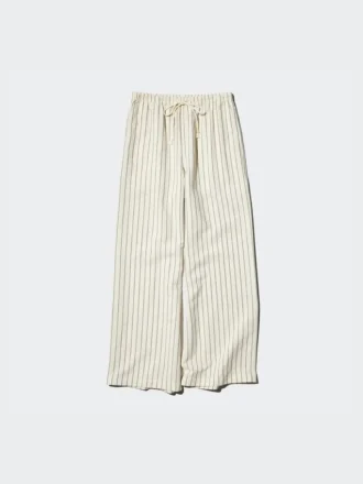 Pantalon facile à porter en mélange de lin pour femme | Rayé