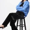 Pantalon facile à porter en velours doux pour femme