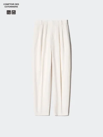 Pantalon femme à jambes larges en mélange de lin