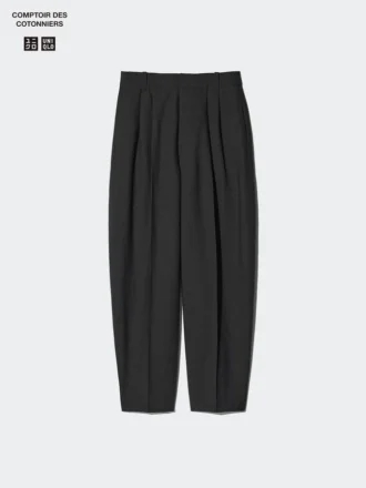 Pantalon femme à jambes larges en mélange de lin