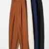 Pantalon femme à jambes évasées en mélange de lin