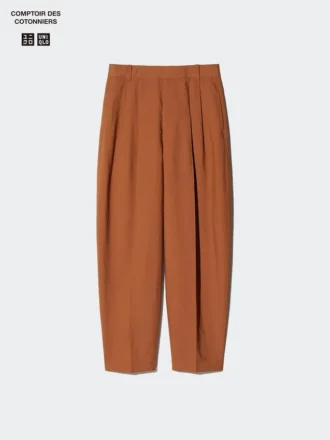 Pantalon femme à jambes évasées en mélange de lin
