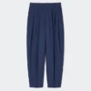 Pantalon femme à jambes évasées en mélange de lin