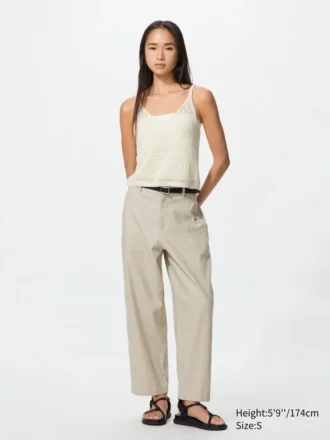 Pantalon fuselé en lin et coton pour femme