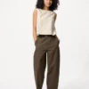 Pantalon fuselé en lin et coton pour femme Pantalon fuselé en lin et coton pour femme