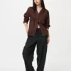 Pantalon fuselé en lin et coton pour femme Pantalon fuselé en lin et coton pour femme