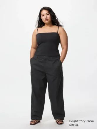 Pantalon fuselé en lin et coton pour femme