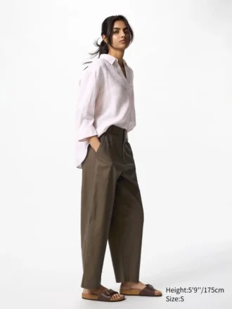 Pantalon fuselé en lin et coton pour femme | Grande taille