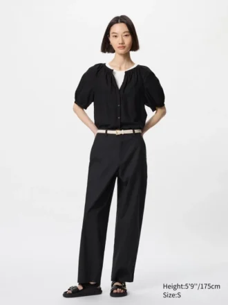 Pantalon fuselé en lin et coton pour femme | Grande taille