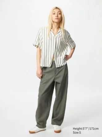 Pantalon fuselé en lin et coton pour femme | Grande taille