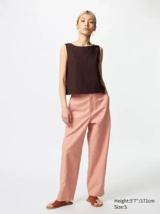Pantalon fuselé en lin et coton pour femme | Grande taille