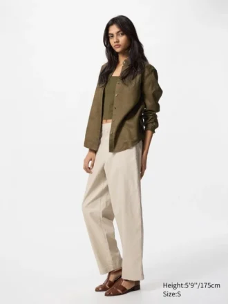 Pantalon fuselé en lin et coton pour femme | Grande taille