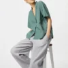 Pantalon fuselé en lin et coton pour femme | Rayé Pantalon fuselé en lin et coton pour femme | Rayé