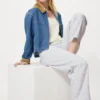 Pantalon fuselé en lin et coton pour femme | Rayé Pantalon fuselé en lin et coton pour femme | Rayé