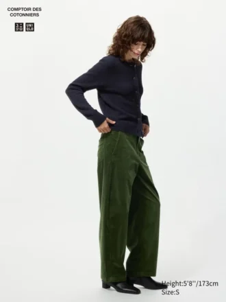 Pantalon large en velours côtelé pour femme