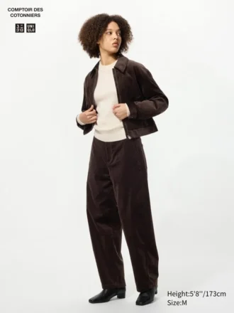Pantalon large en velours côtelé pour femme