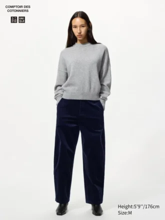 Pantalon large en velours côtelé pour femme