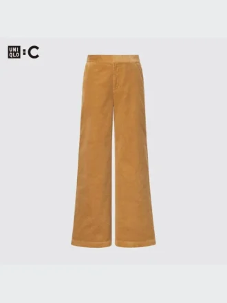 Pantalon large en velours côtelé pour femme