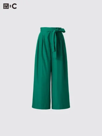 Pantalon large à la cheville avec ceinture pour femme