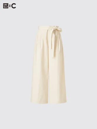 Pantalon large à la cheville avec ceinture pour femme
