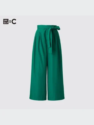 Pantalon large à la cheville avec ceinture pour femme
