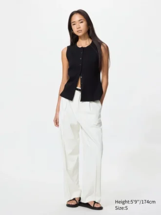 Pantalon large à plis pour femme