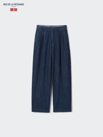 Pantalon large à plis pour femme | Denim