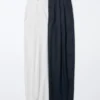 Pantalon large plissé en coton et lyocell pour femme Pantalon large plissé en coton et lyocell pour femme