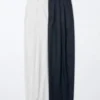 Pantalon large plissé en coton et lyocell pour femme Pantalon large plissé en coton et lyocell pour femme