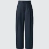 Pantalon large plissé en coton et lyocell pour femme Pantalon large plissé en coton et lyocell pour femme